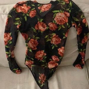 Sheer floral bodysuit